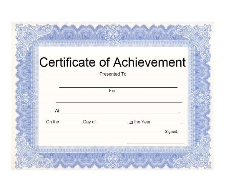 40 Great Certificate Of Achievement Templates (Free) – Templatearchive ...