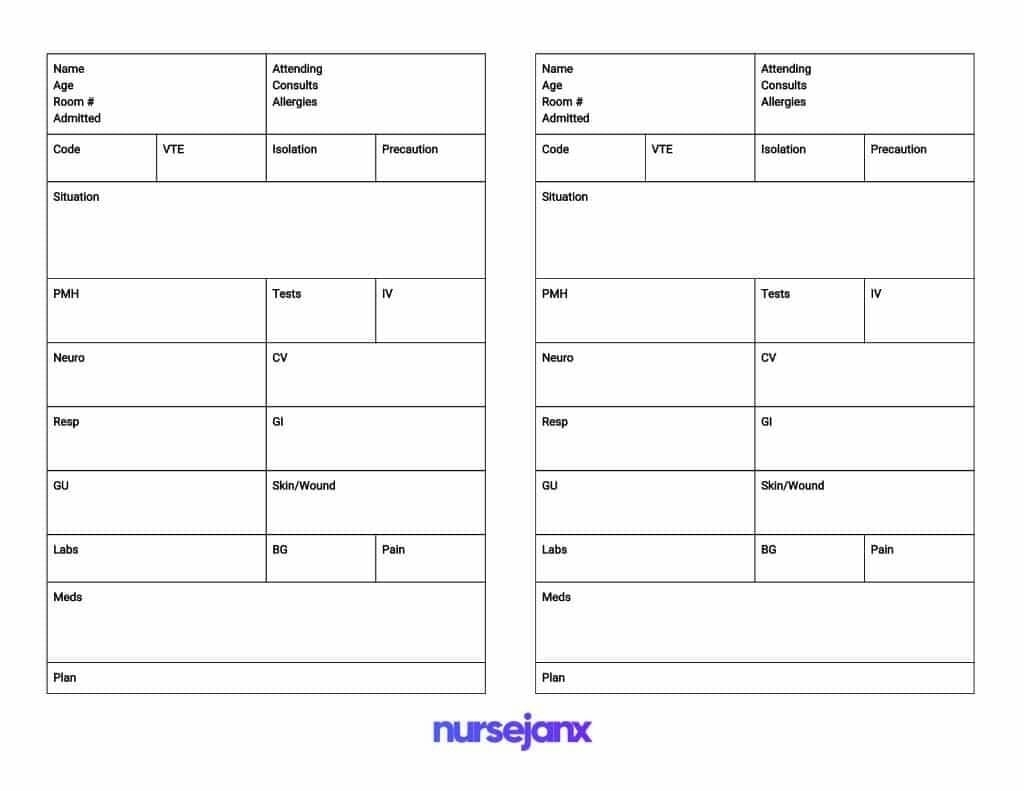 Best Free Sbar & Brain Nursing Report Sheet Templates – Nursejanx ...