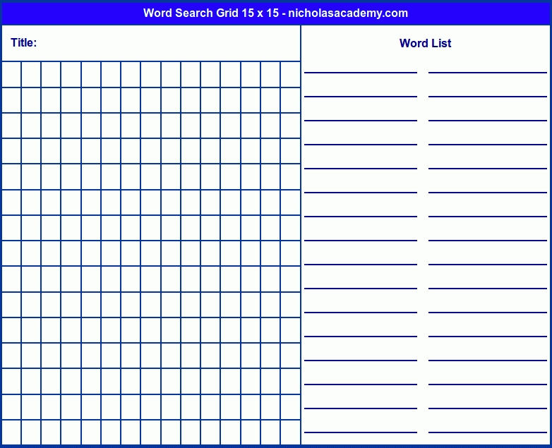 Blank Word Search Template Free