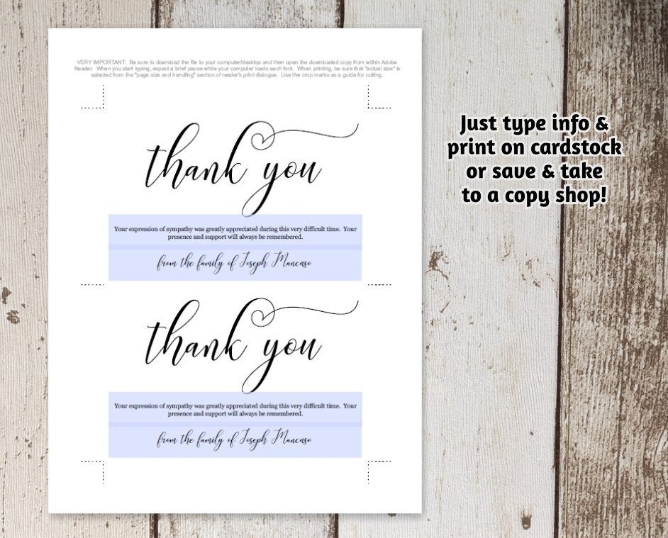 Funeral Thank You Card Template – Simple Black & White Sympathy With Sympathy Thank You Card Template